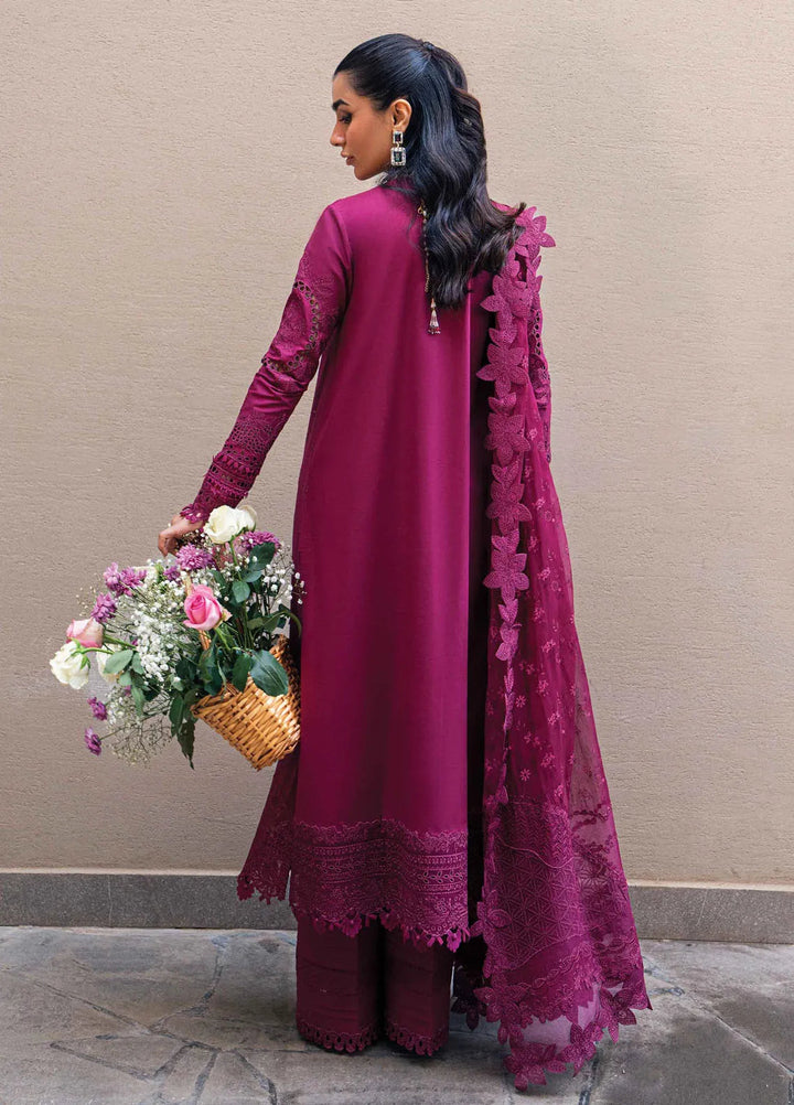 Qalamkar Chikankari Lawn Suits Unstitched 3 Piece QLM25SL FK-11 Violet - Summer Collection