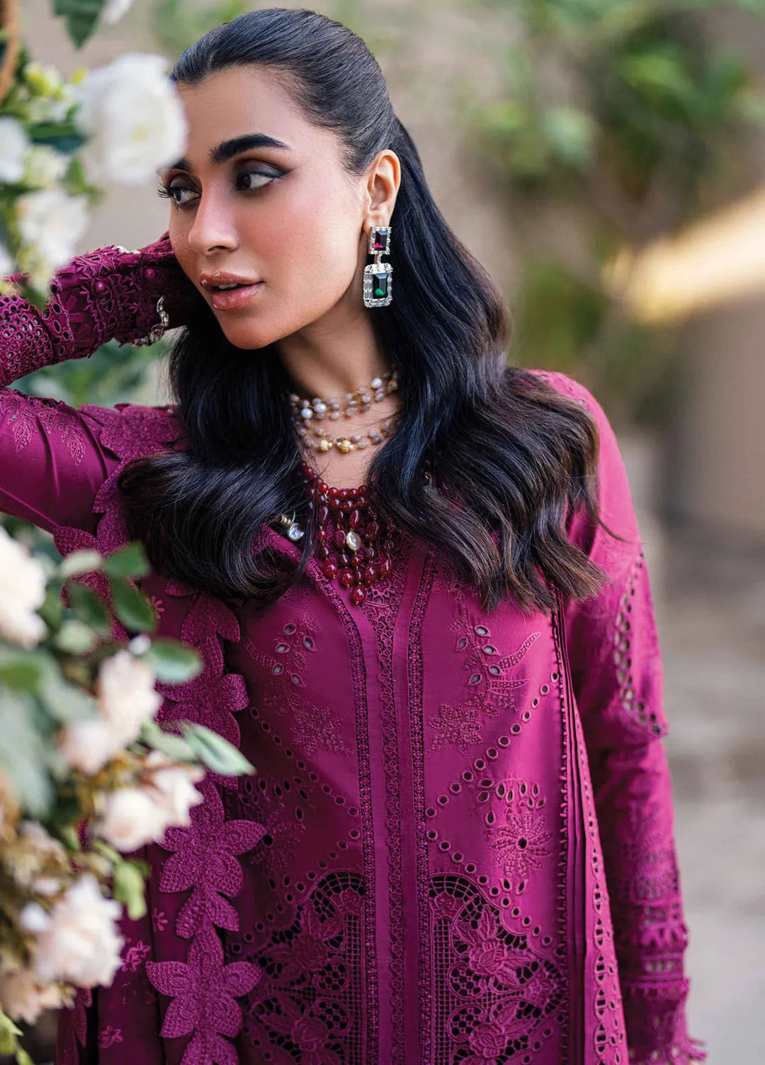 Qalamkar Chikankari Lawn Suits Unstitched 3 Piece QLM25SL FK-11 Violet - Summer Collection