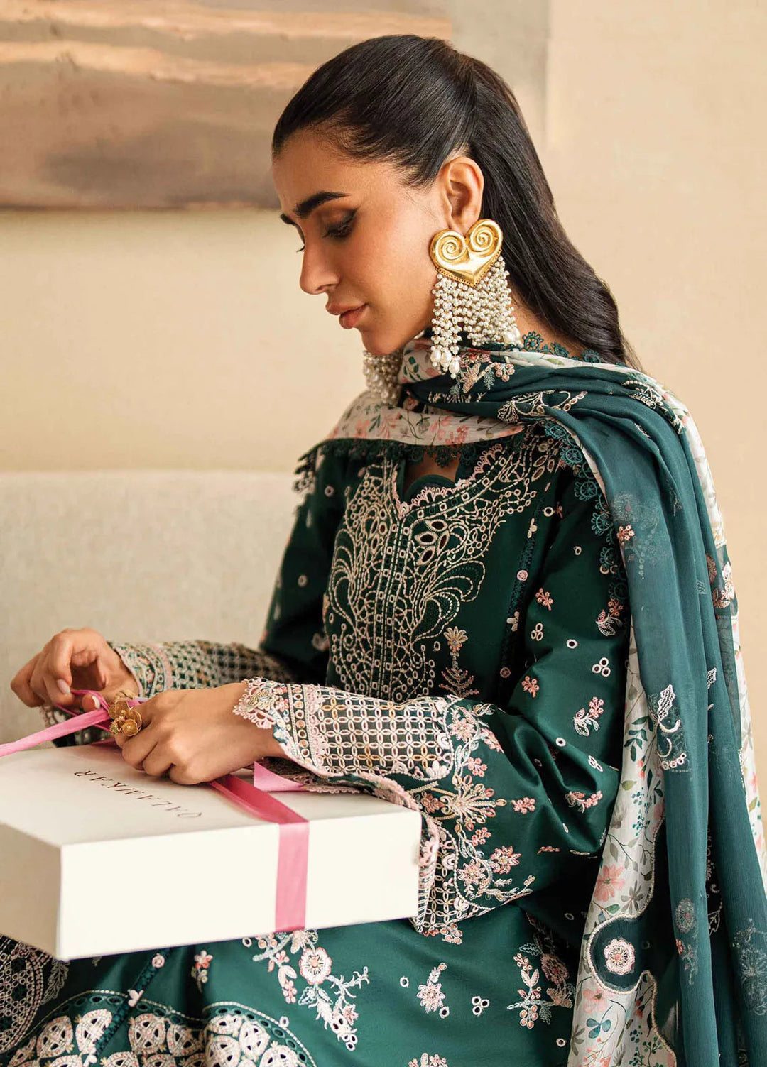 Qalamkar Chikankari Lawn Suits Unstitched 3 Piece QLM25SL FK-13 Eliza - Summer Collection