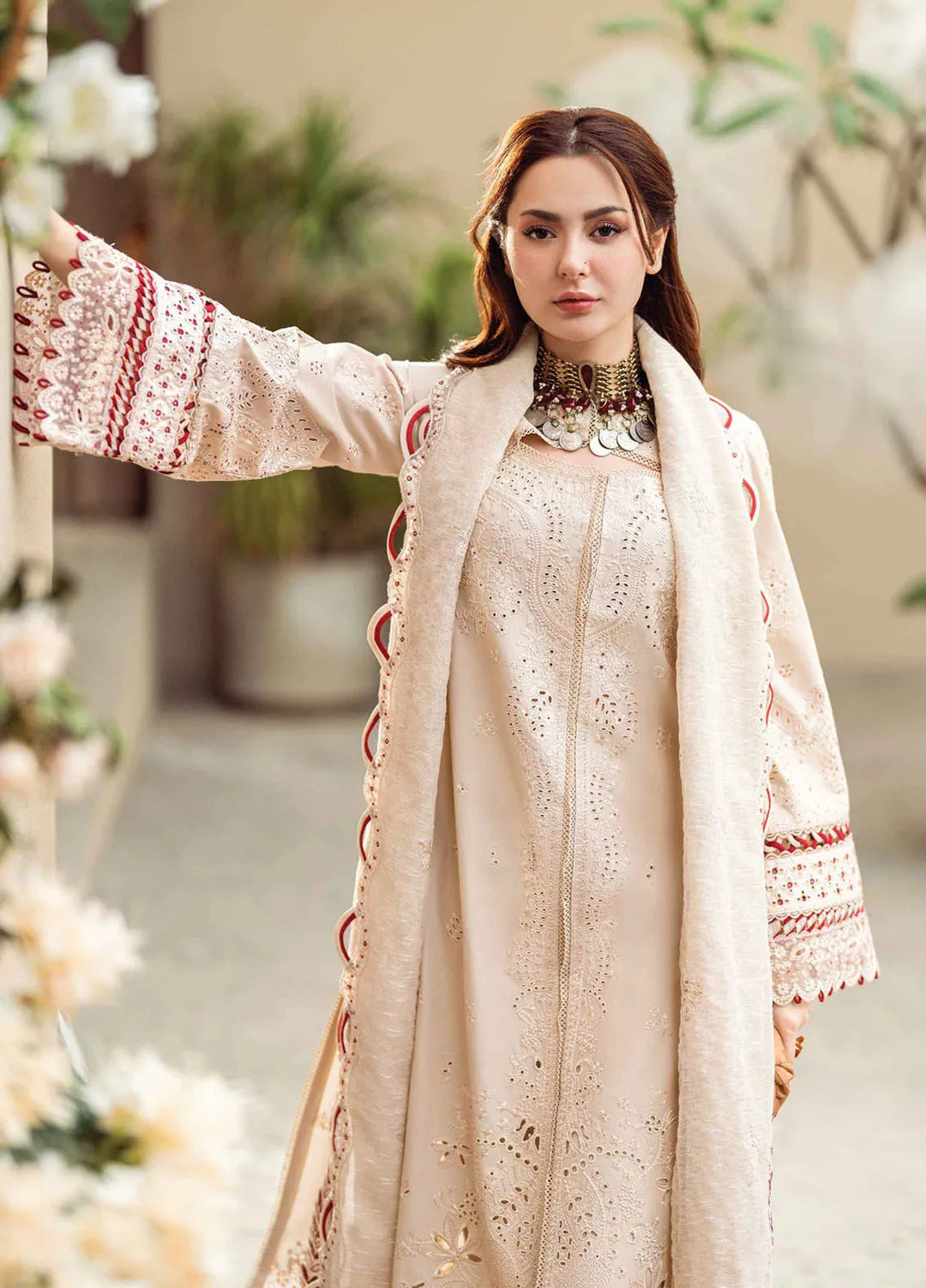 Qalamkar Chikankari Lawn Suits Unstitched 3 Piece QLM25SL FK-16 Anaya - Summer Collection