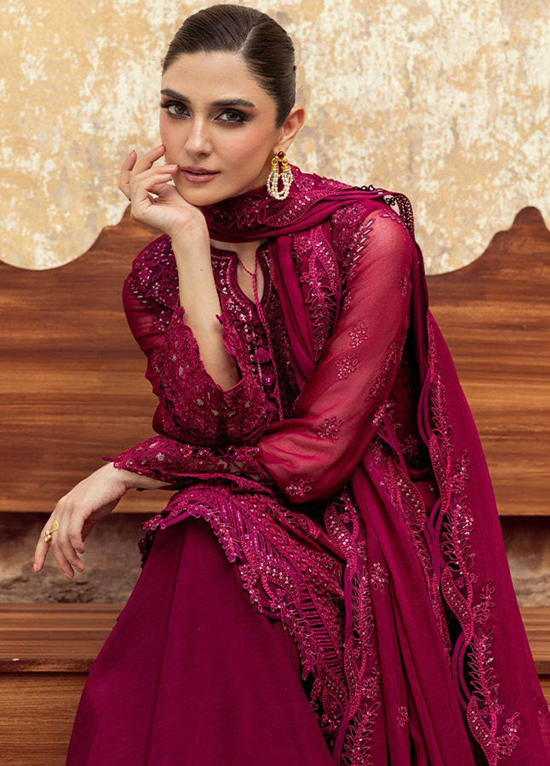 Qalamkar Embroidered Chiffon Suits Unstitched 3 Piece QLM25QC WC-02 Siofe - Formals Collection