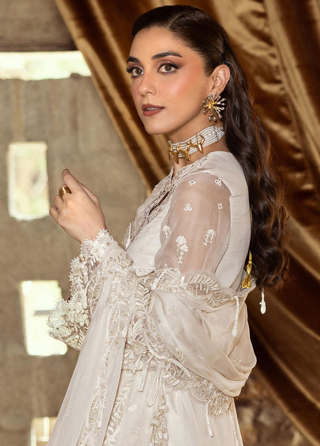 Qalamkar Embroidered Chiffon Suits Unstitched 3 Piece QLM25QC WC-03 Roise - Formals Collection