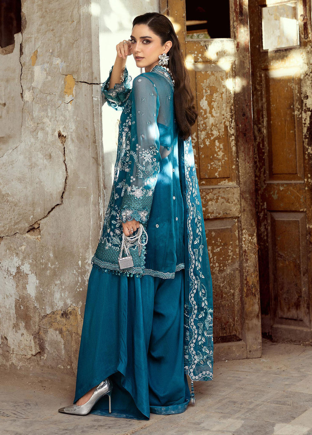 Qalamkar Embroidered Chiffon Suits Unstitched 3 Piece QLM25QC WC-04 Nessa - Formals Collection