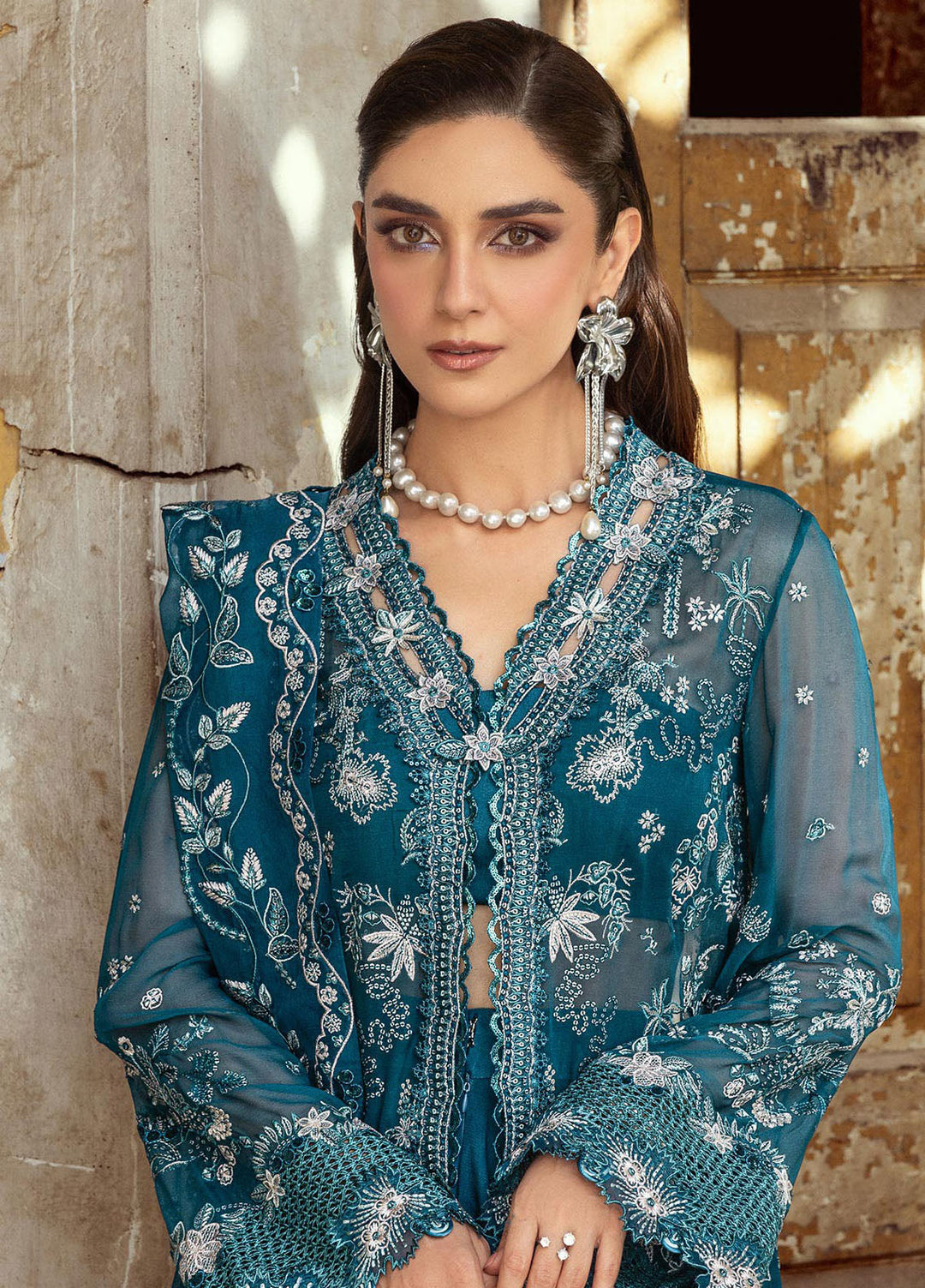 Qalamkar Embroidered Chiffon Suits Unstitched 3 Piece QLM25QC WC-04 Nessa - Formals Collection