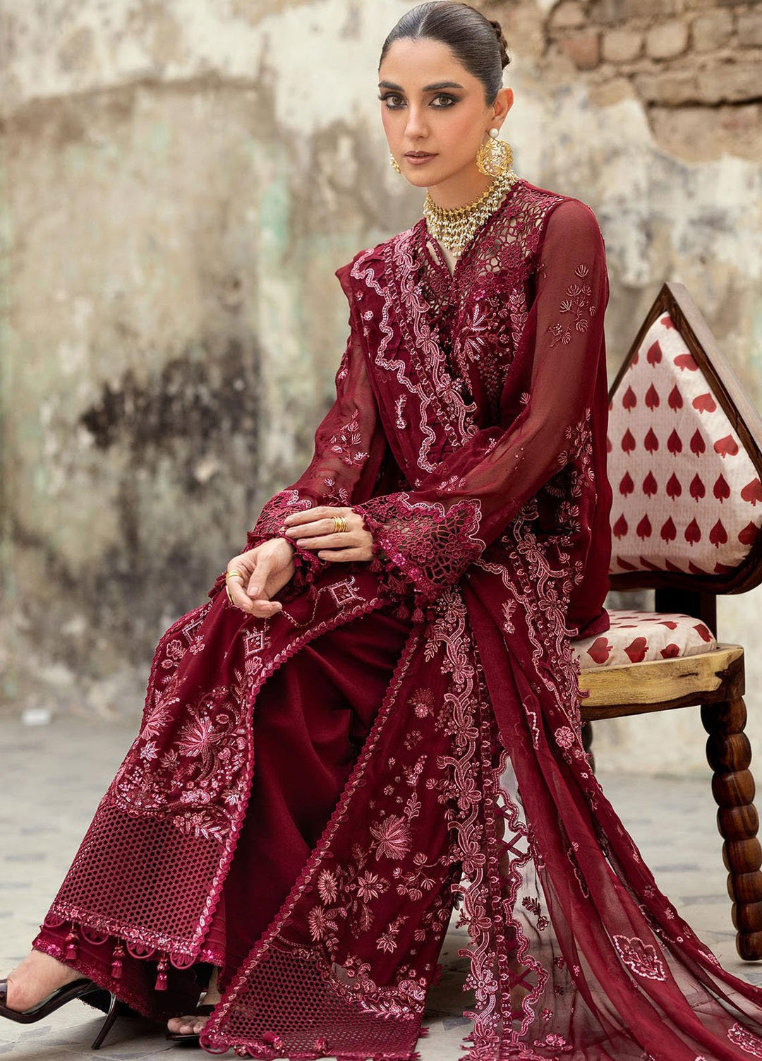 Qalamkar Embroidered Chiffon Suits Unstitched 3 Piece QLM25QC WC-06 Jayne - Formals Collection