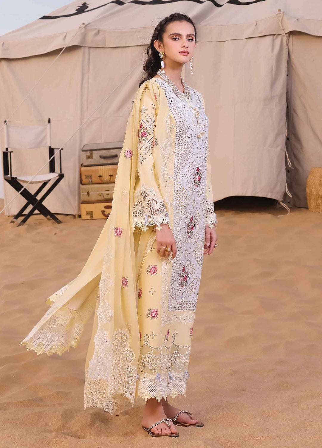 Qalamkar Embroidered Chikankari Suits Unstitched 3 Piece QLM24C KM-01 Niamh - Eid Collection