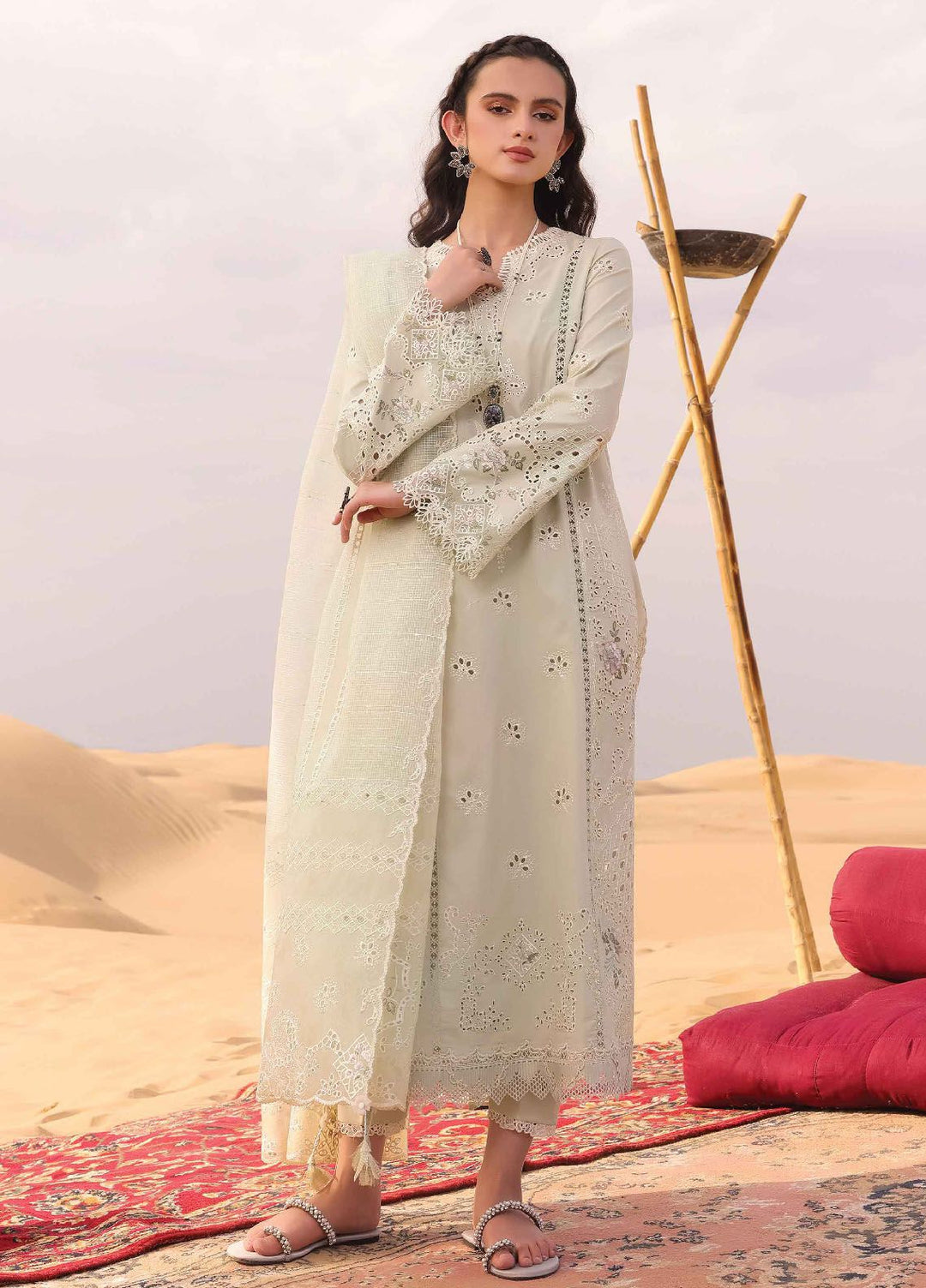 Qalamkar Embroidered Chikankari Suits Unstitched 3 Piece QLM24C KM-04 Sorcha - Eid Collection