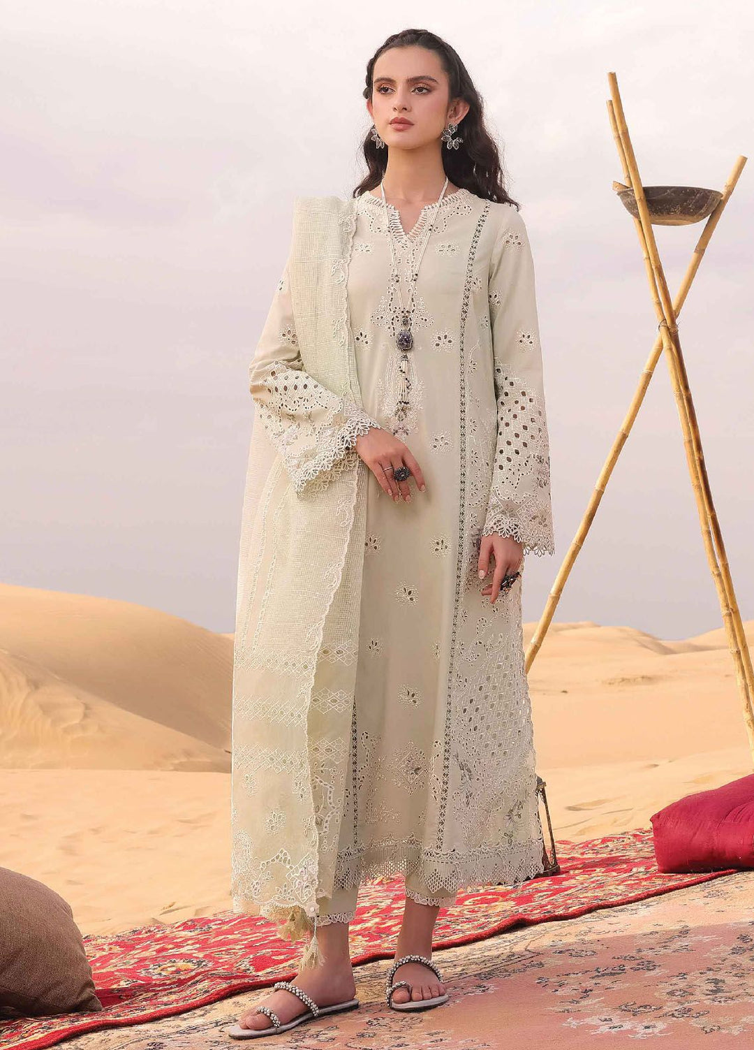 Qalamkar Embroidered Chikankari Suits Unstitched 3 Piece QLM24C KM-04 Sorcha - Eid Collection