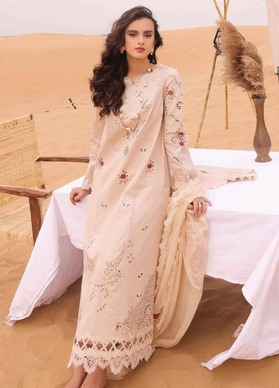 Qalamkar Embroidered Chikankari Suits Unstitched 3 Piece QLM24C KM-07 Caoimhe - Eid Collection