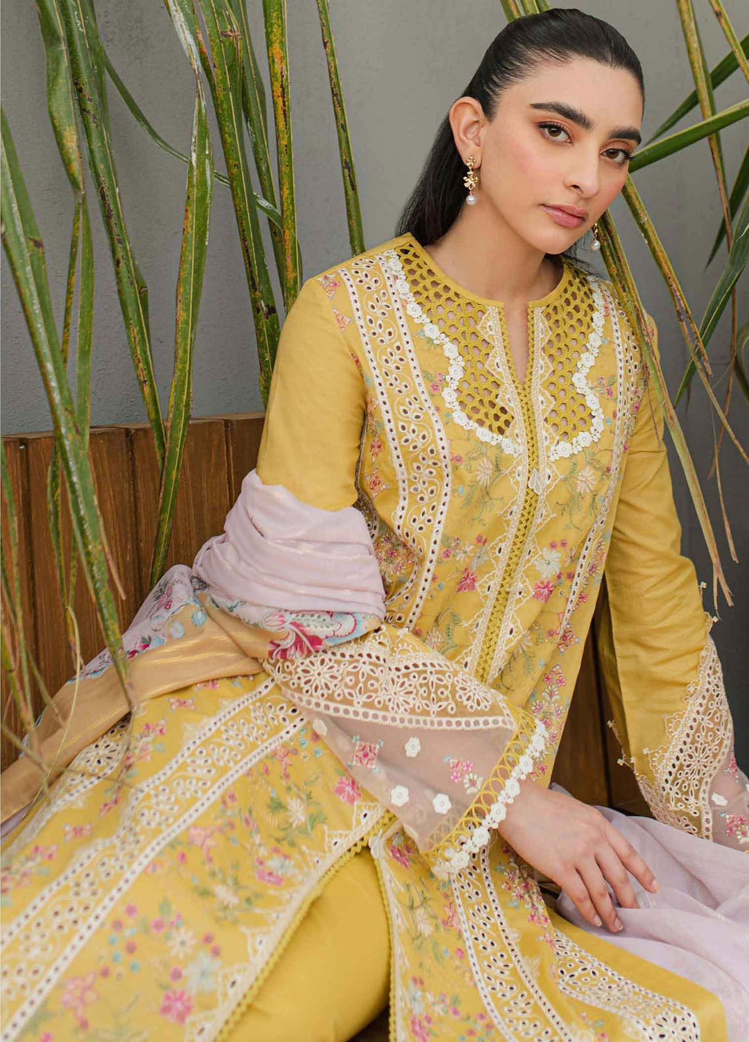Qalamkar Embroidered Lawn Suits Unstitched 3 Piece QLM24Q JK-15 Miel - Summer Collection