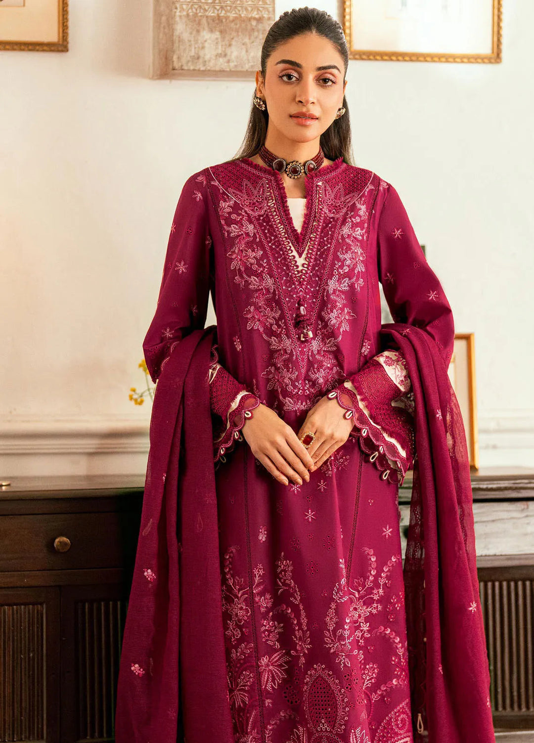 Qalamkar Embroidered Lawn Suits Unstitched 3 Piece QLM25LL SB-02 Sameen - Summer Collection