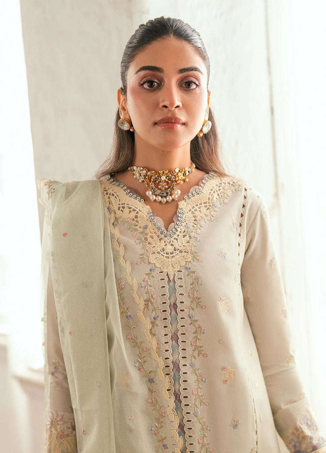 Qalamkar Embroidered Lawn Suits Unstitched 3 Piece QLM25LL SB-08 Rimsha - Summer Collection