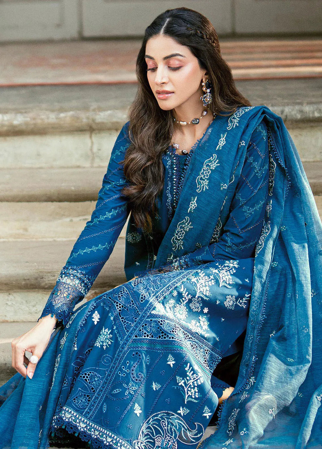 Qalamkar Embroidered Lawn Suits Unstitched 3 Piece QLM25LL SB-11 Noray - Summer Collection