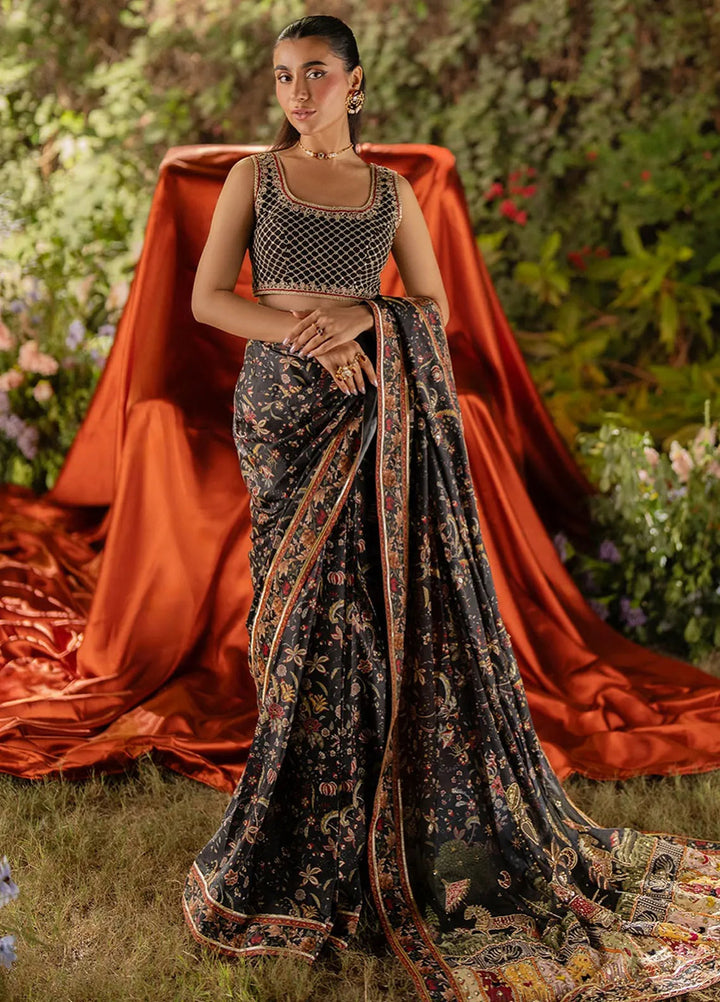 Qalamkar Embroidered Silk Saree Unstitched QLM24LS UA-04 AVA - Luxury Collection