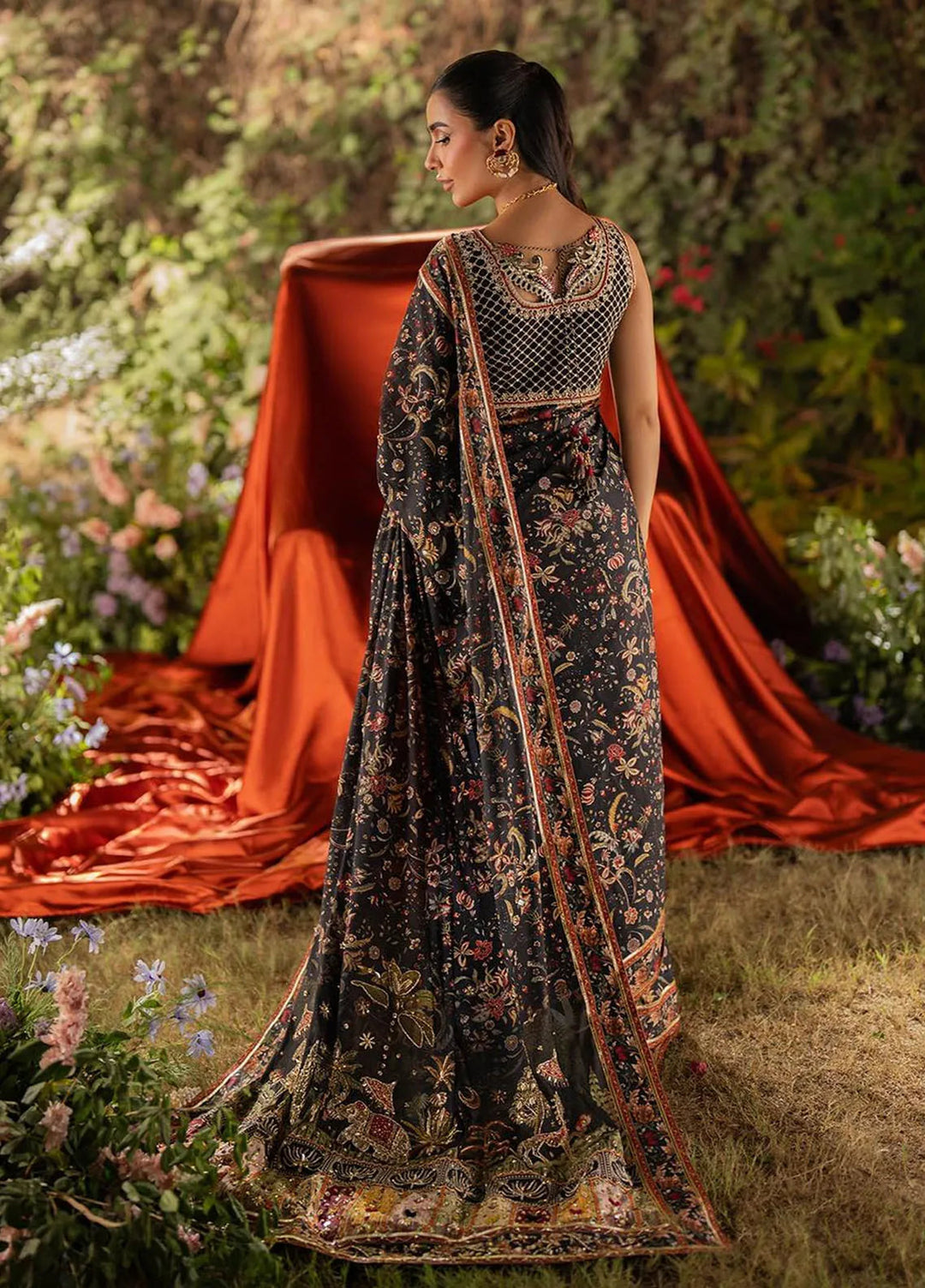 Qalamkar Embroidered Silk Saree Unstitched QLM24LS UA-04 AVA - Luxury Collection