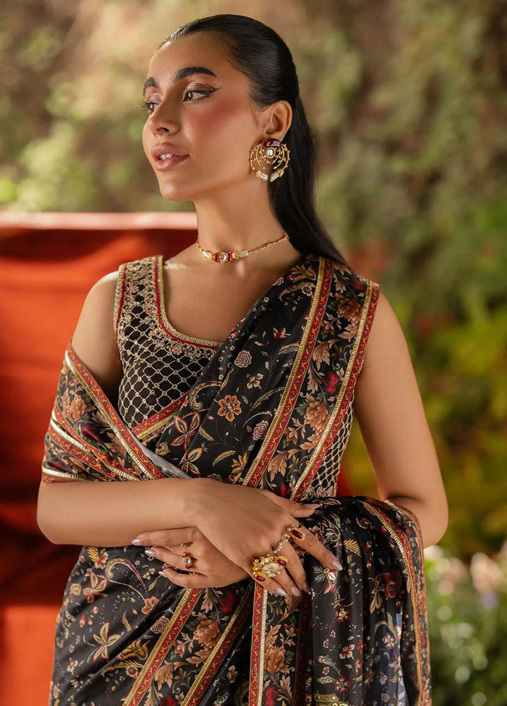 Qalamkar Embroidered Silk Saree Unstitched QLM24LS UA-04 AVA - Luxury Collection