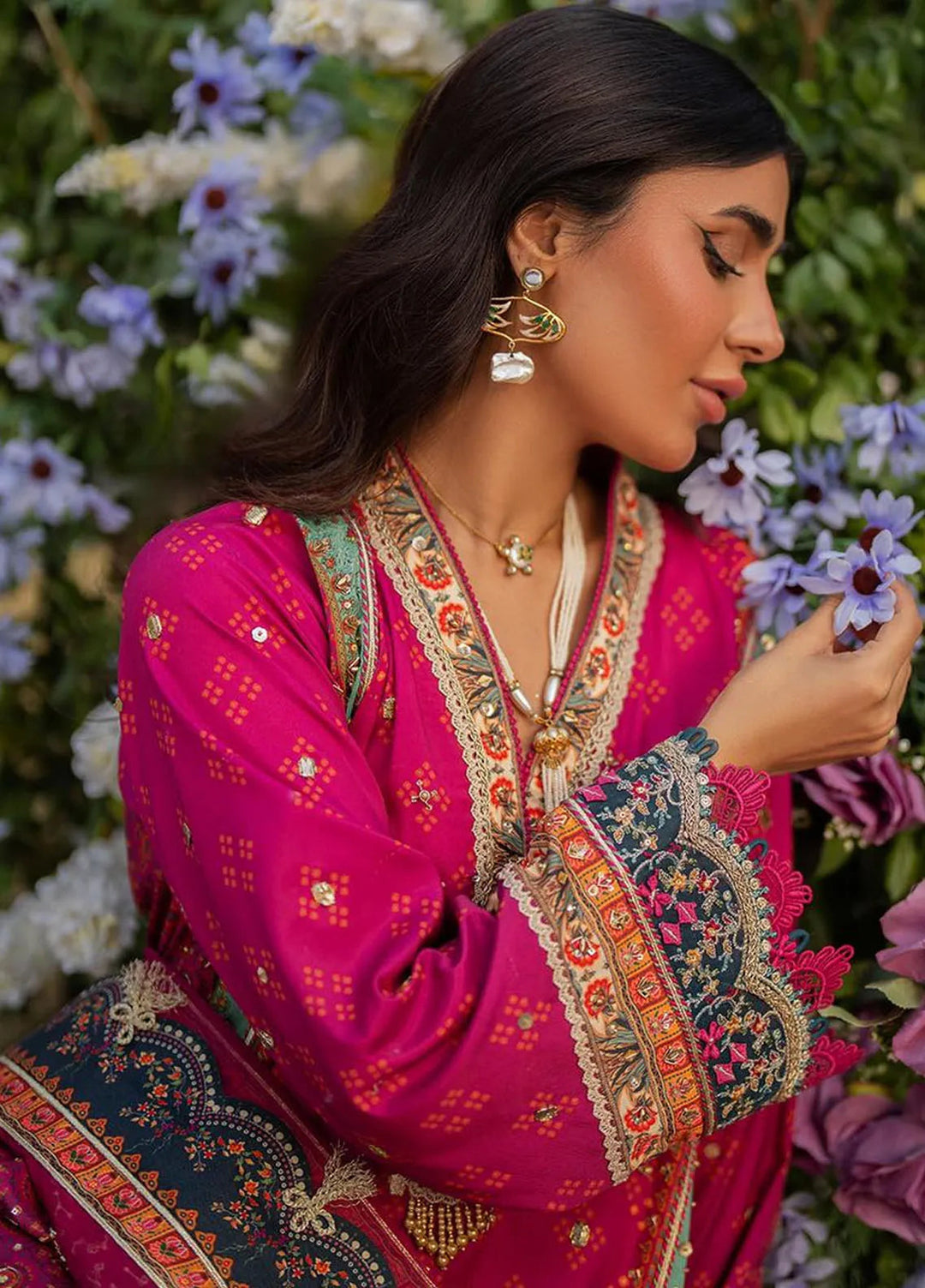 Qalamkar Embroidered Silk Suits Unstitched 3 Piece QLM24LS UA-01 ELIA - Luxury Collection
