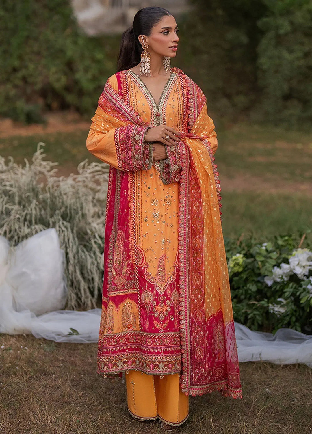 Qalamkar Embroidered Silk Suits Unstitched 3 Piece QLM24LS UA-05 FIORE - Luxury Collection