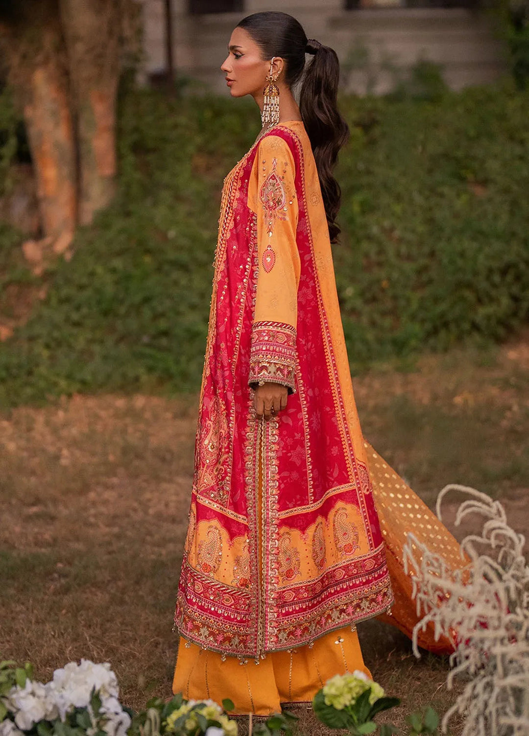 Qalamkar Embroidered Silk Suits Unstitched 3 Piece QLM24LS UA-05 FIORE - Luxury Collection