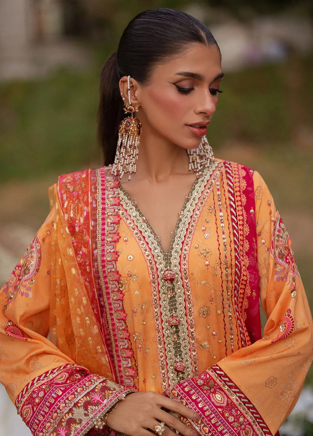 Qalamkar Embroidered Silk Suits Unstitched 3 Piece QLM24LS UA-05 FIORE - Luxury Collection