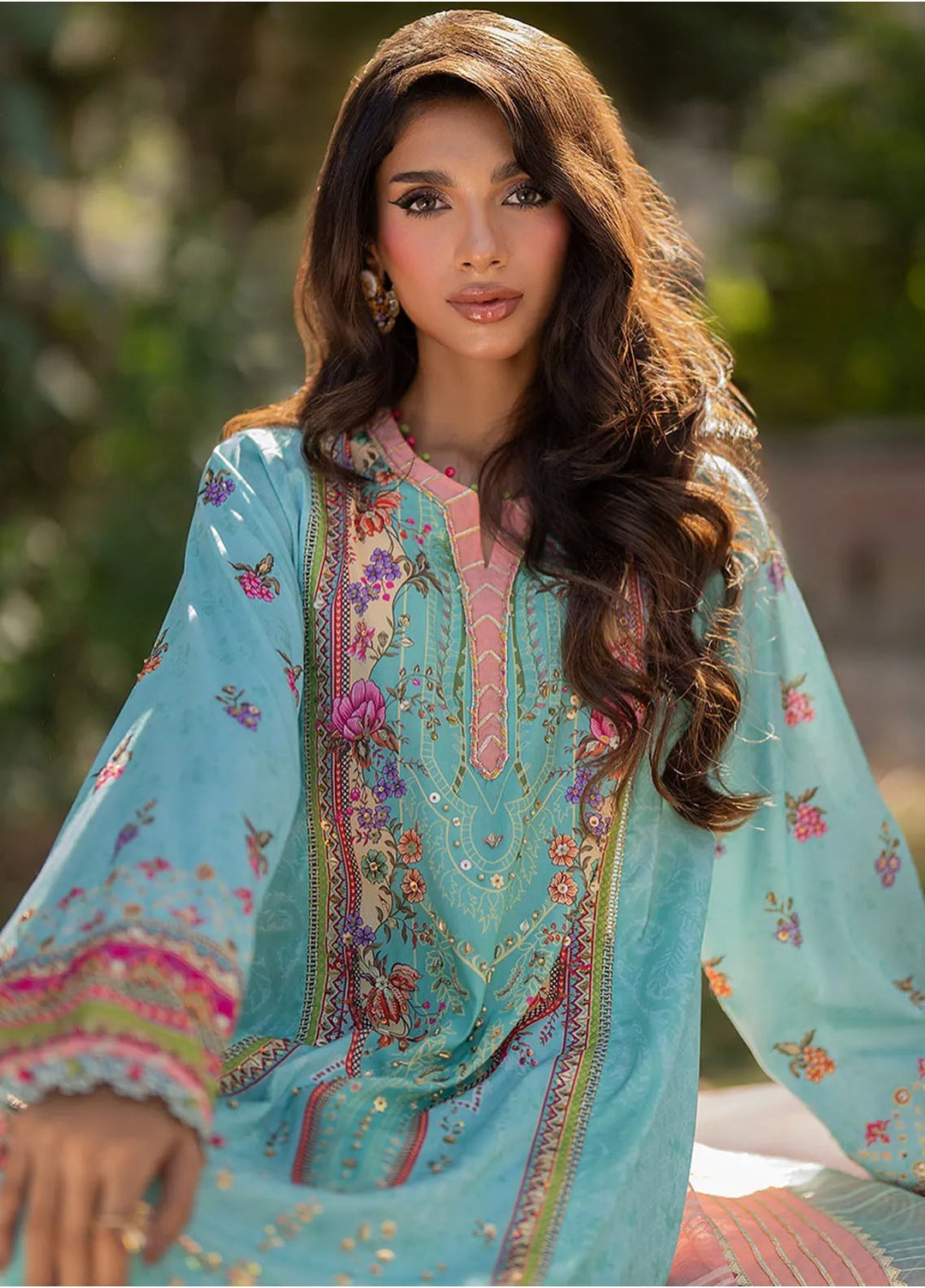 Qalamkar Embroidered Silk Suits Unstitched 3 Piece QLM24LS UA-06 SARA - Luxury Collection