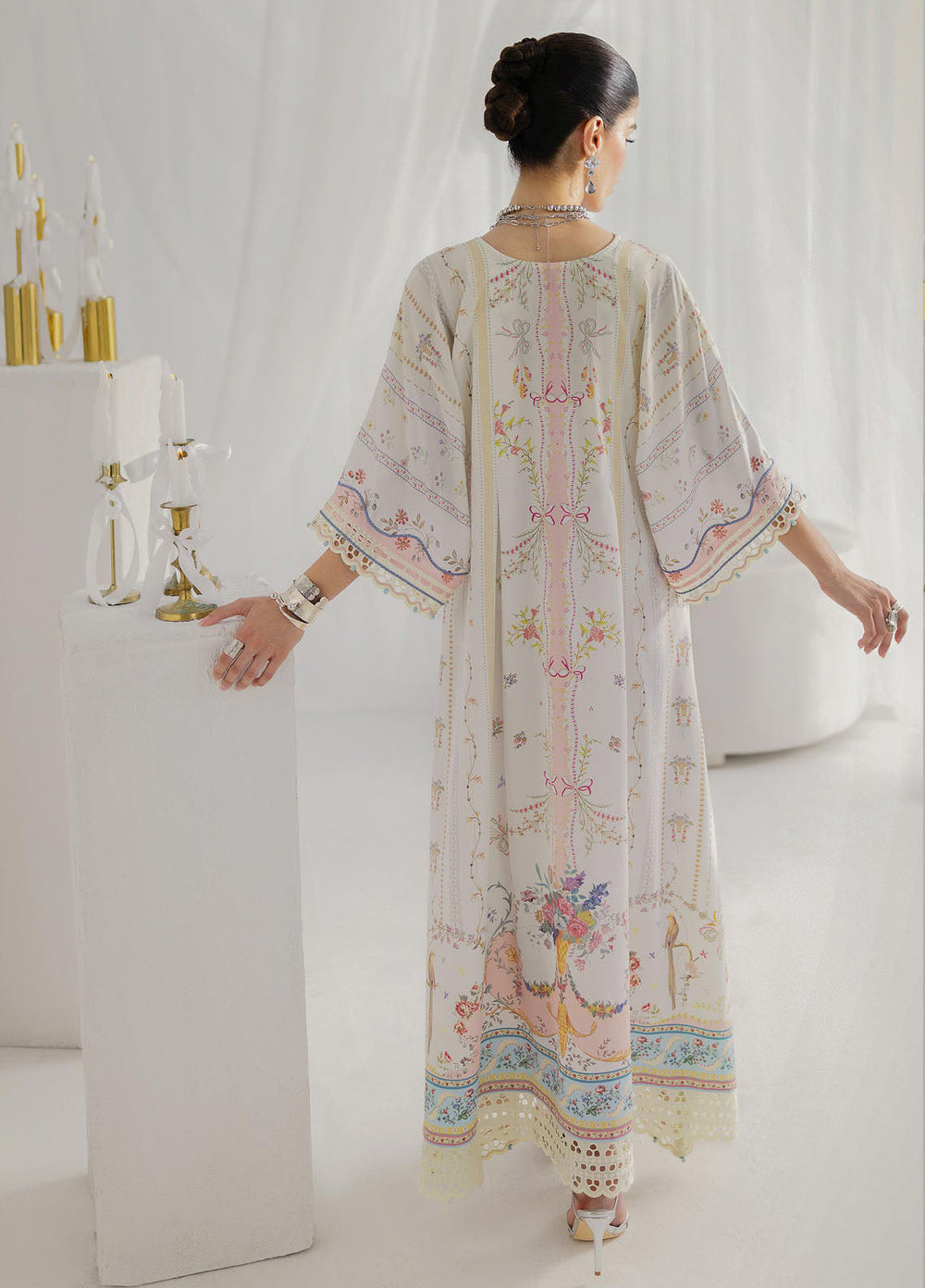 Qalamkar Embroidered Silk Suits Unstitched Kaftan QLM25LS D-08 Bianca - Festive Collection