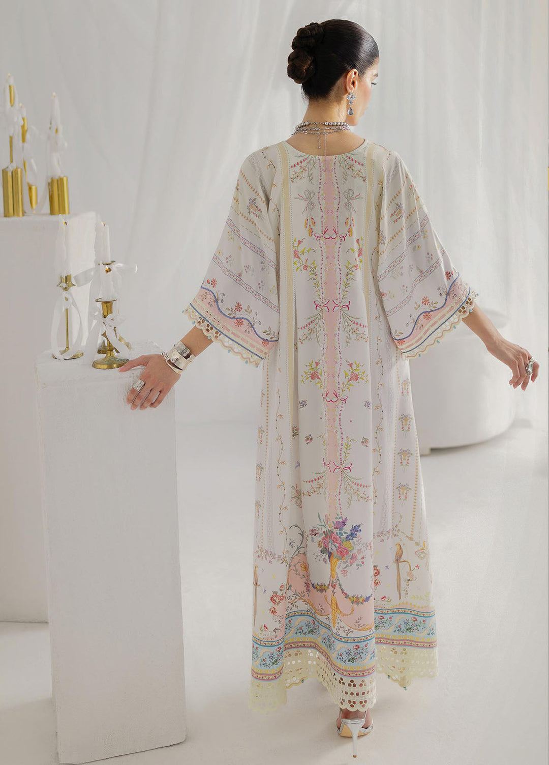 Qalamkar Embroidered Silk Suits Unstitched Kaftaan QLM25LS D-08 Bianca - Festive Collection