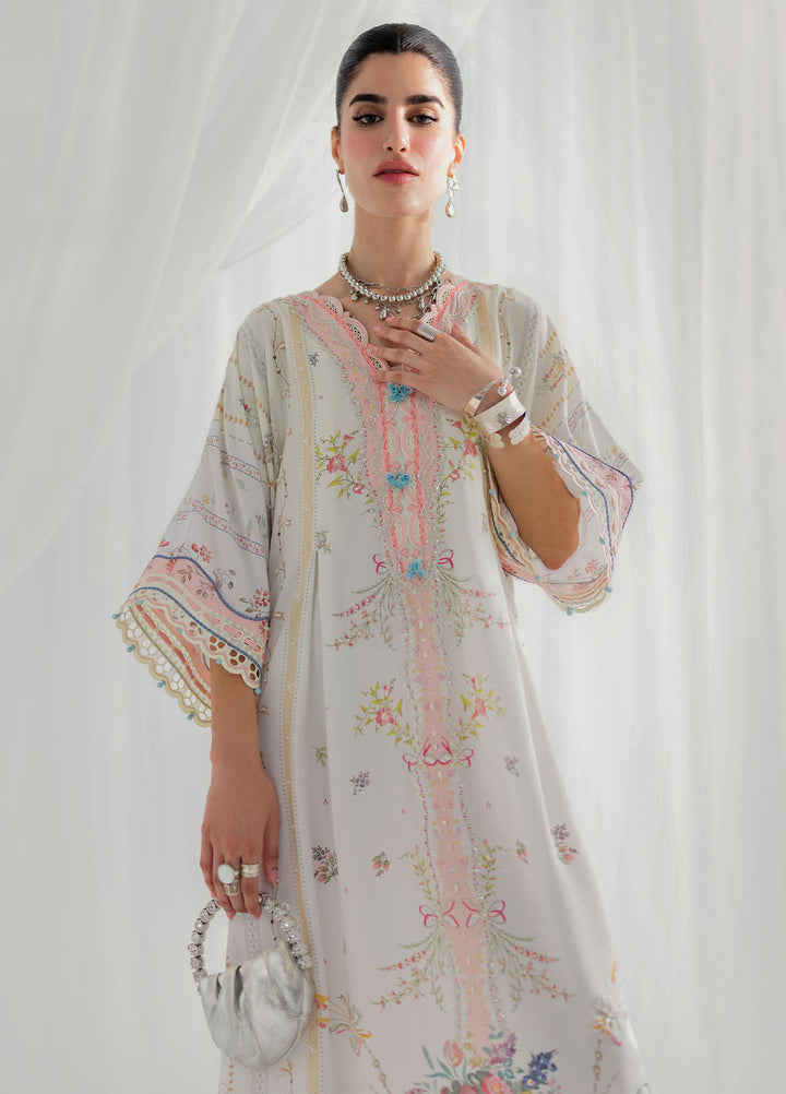 Qalamkar Embroidered Silk Suits Unstitched Kaftaan QLM25LS D-08 Bianca - Festive Collection