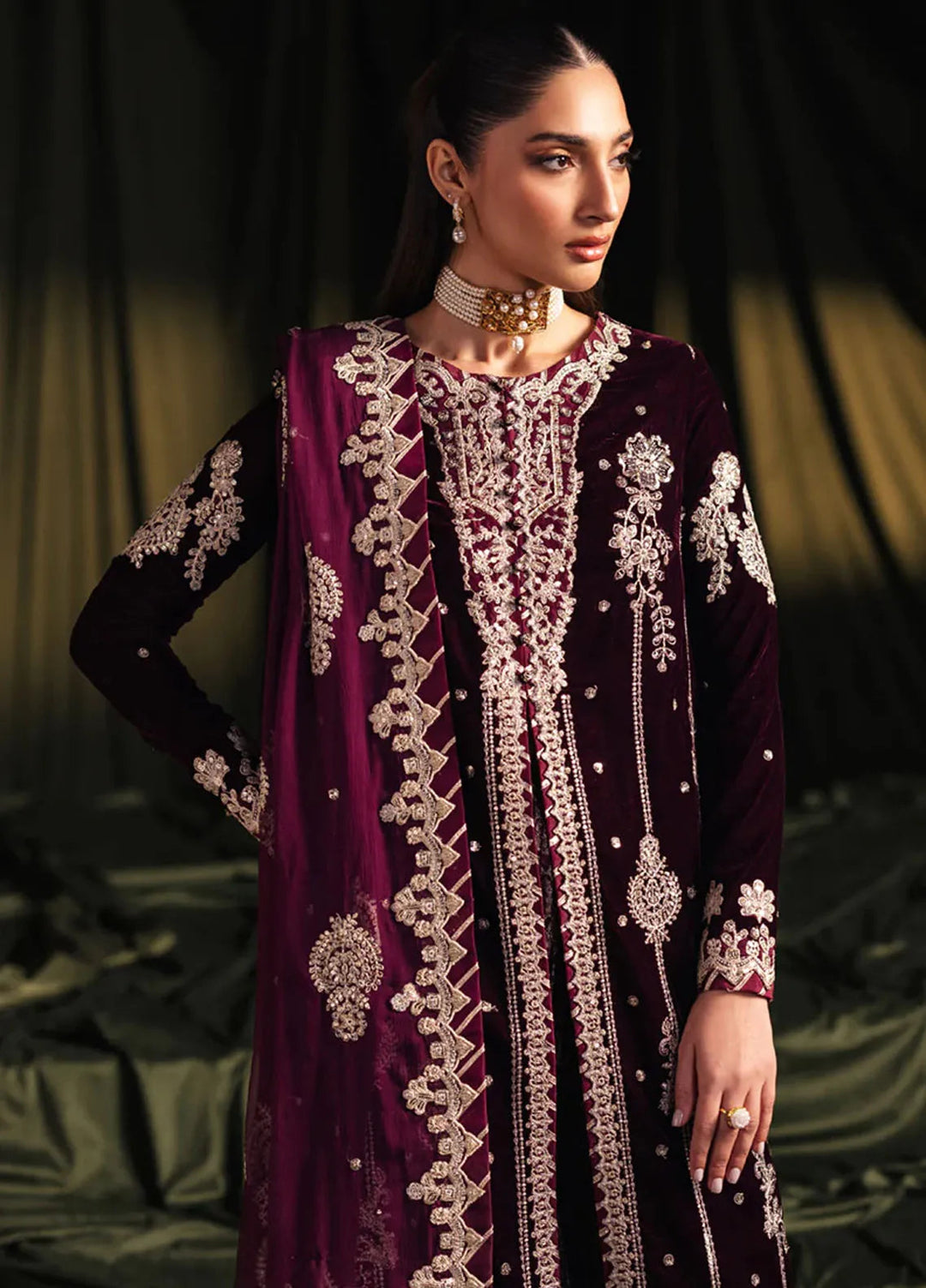 Qalamkar Embroidered Velvet Suits Unstitched 3 Piece BK-01 Amani - Luxury Collection