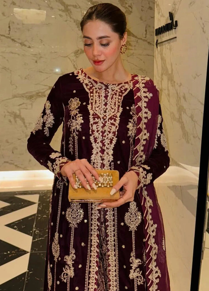 Qalamkar Embroidered Velvet Suits Unstitched 3 Piece BK-01 Amani - Luxury Collection