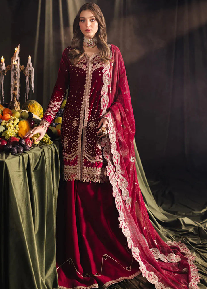 Qalamkar Embroidered Velvet Suits Unstitched 3 Piece BK-02 Amara - Luxury Collection