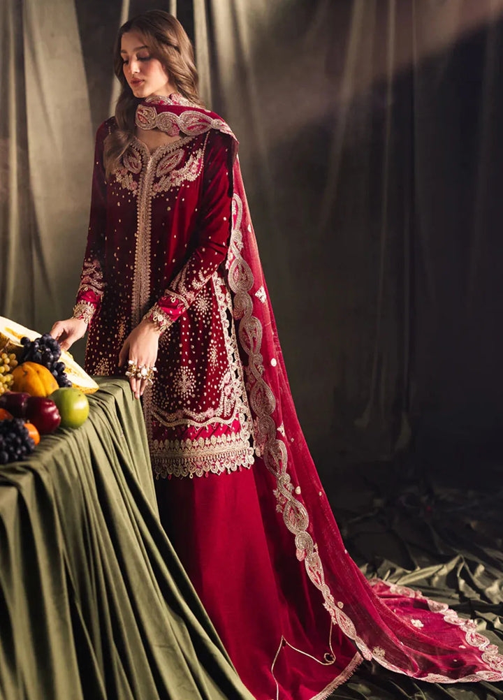 Qalamkar Embroidered Velvet Suits Unstitched 3 Piece BK-02 Amara - Luxury Collection