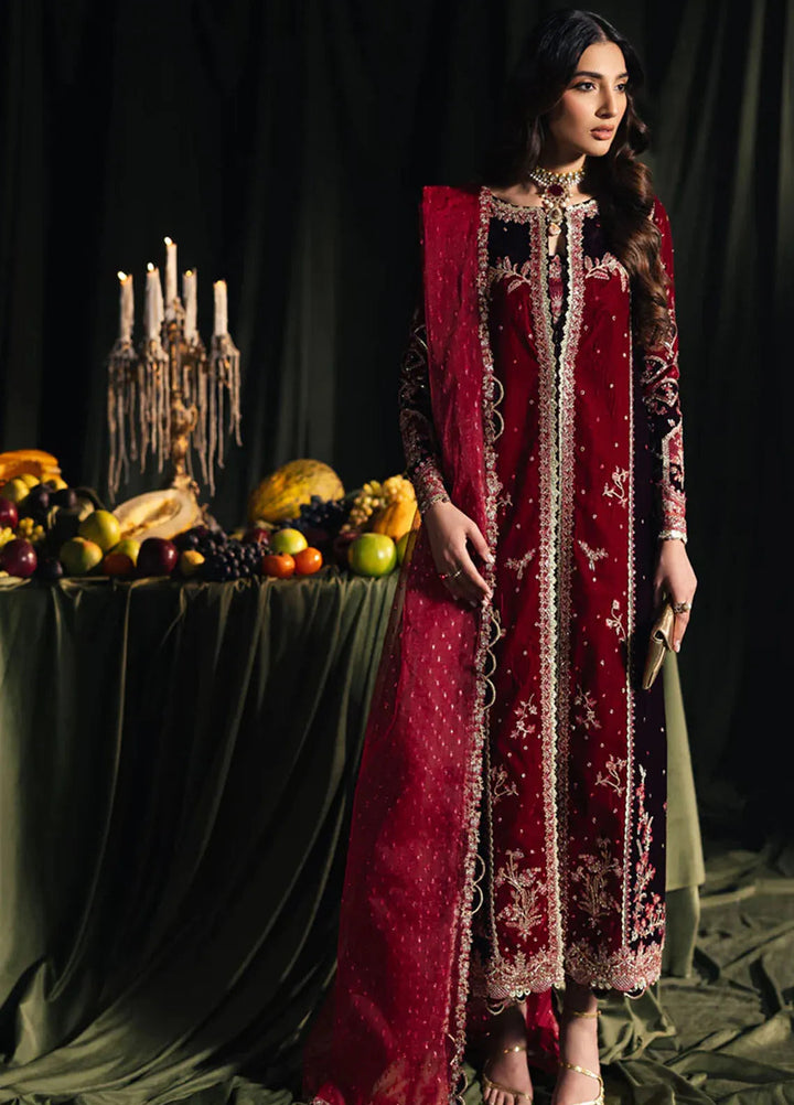 Qalamkar Embroidered Velvet Suits Unstitched 3 Piece BK-04 Kesia - Luxury Collection