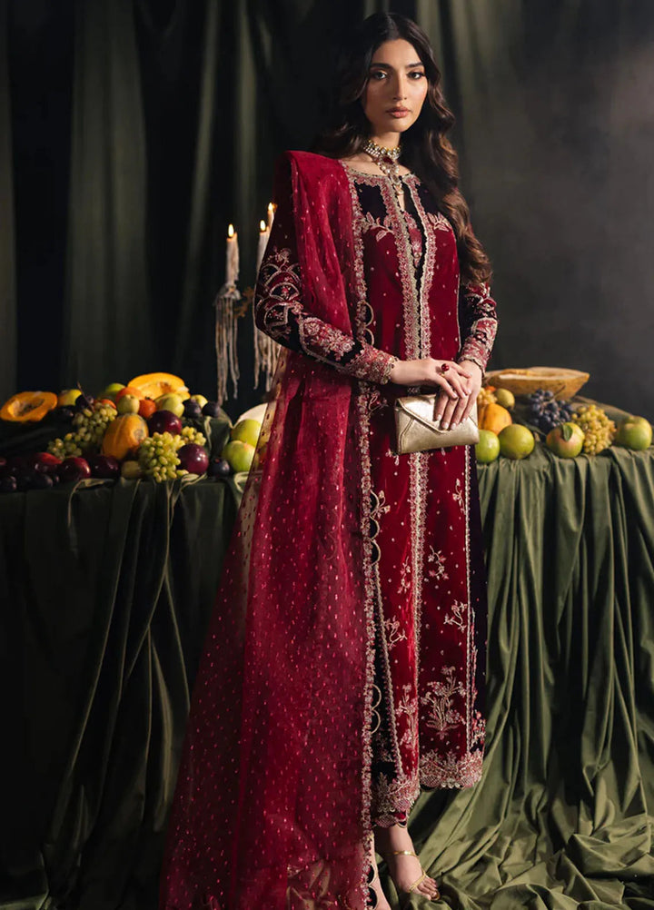 Qalamkar Embroidered Velvet Suits Unstitched 3 Piece BK-04 Kesia - Luxury Collection