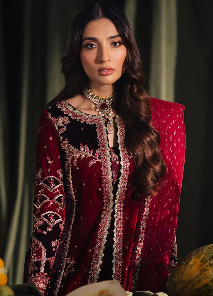 Qalamkar Embroidered Velvet Suits Unstitched 3 Piece BK-04 Kesia - Luxury Collection