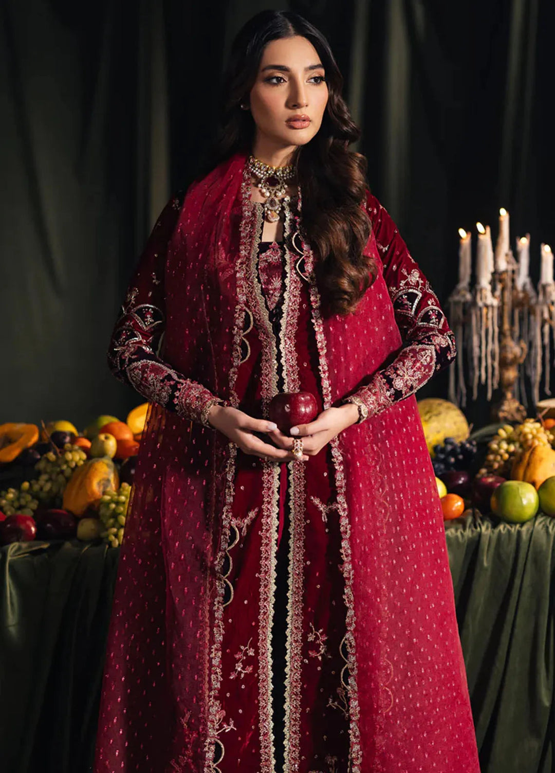 Qalamkar Embroidered Velvet Suits Unstitched 3 Piece BK-04 Kesia - Luxury Collection