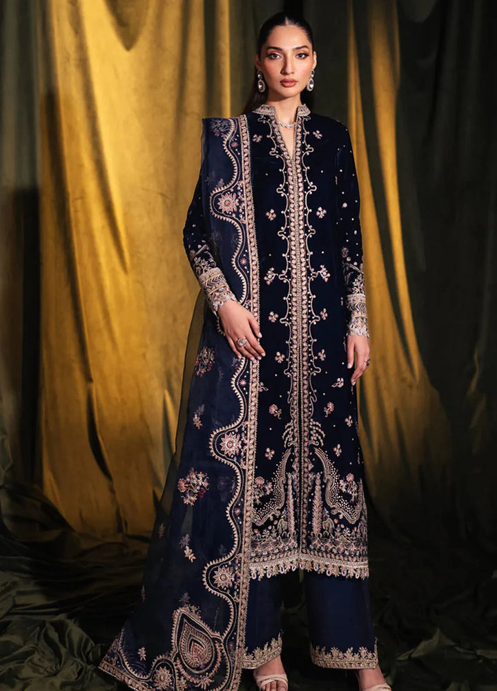 Qalamkar Embroidered Velvet Suits Unstitched 3 Piece BK-05 Dalia - Luxury Collection