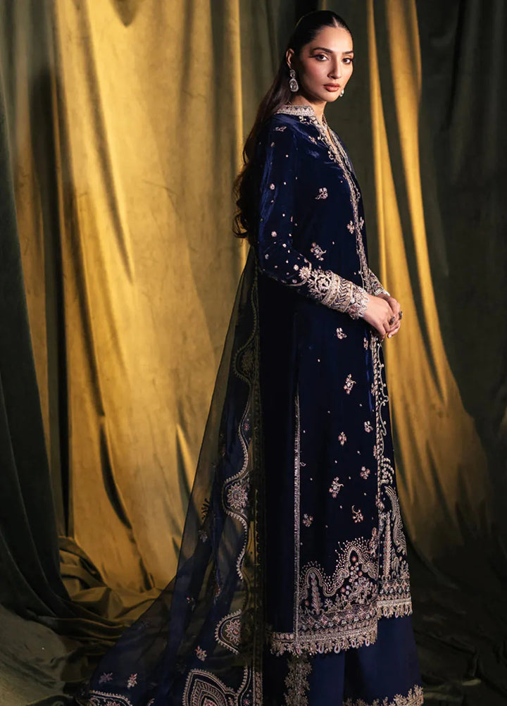 Qalamkar Embroidered Velvet Suits Unstitched 3 Piece BK-05 Dalia - Luxury Collection