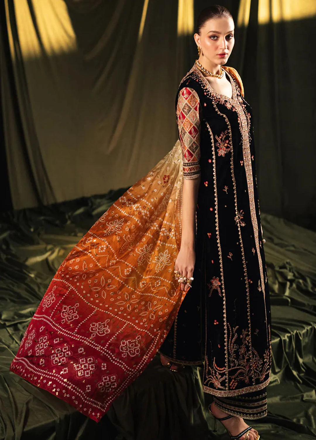 Qalamkar Embroidered Velvet Suits Unstitched 3 Piece BK-06 Zola - Luxury Collection