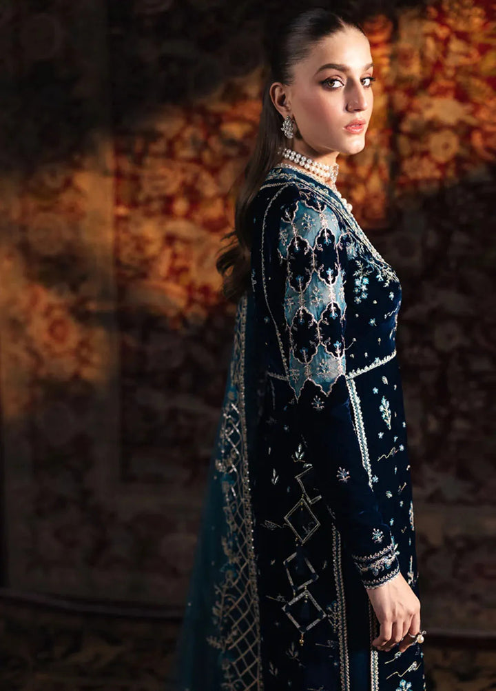 Qalamkar Embroidered Velvet Suits Unstitched 3 Piece BK-07 Liyana - Luxury Collection