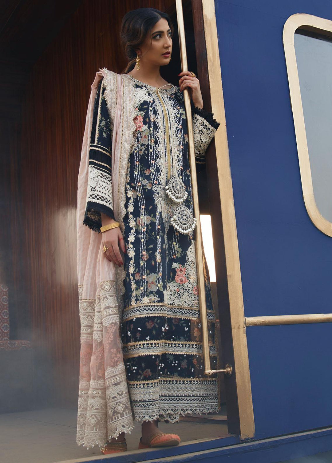 Qalamkar Embroidered Lawn Suits Unstitched 3 Piece QLM21LF FX-01 - Luxury Collection