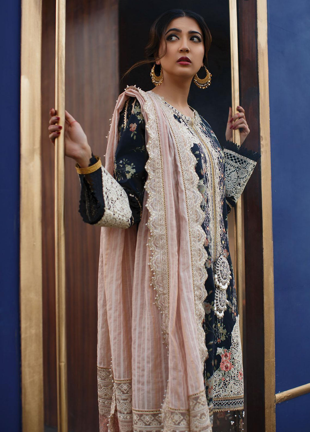 Qalamkar Embroidered Lawn Suits Unstitched 3 Piece QLM21LF FX-01 - Luxury Collection
