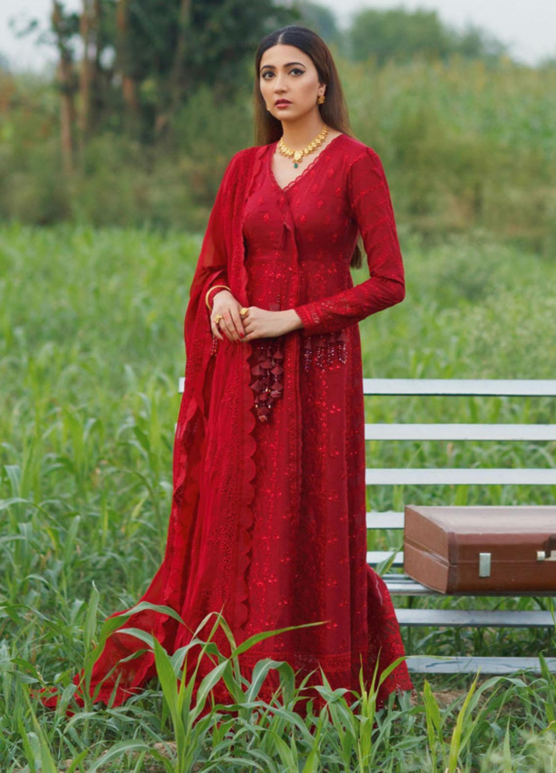 Qalamkar Embroidered Lawn Suits Unstitched 3 Piece QLM21LF FX-02 - Luxury Collection
