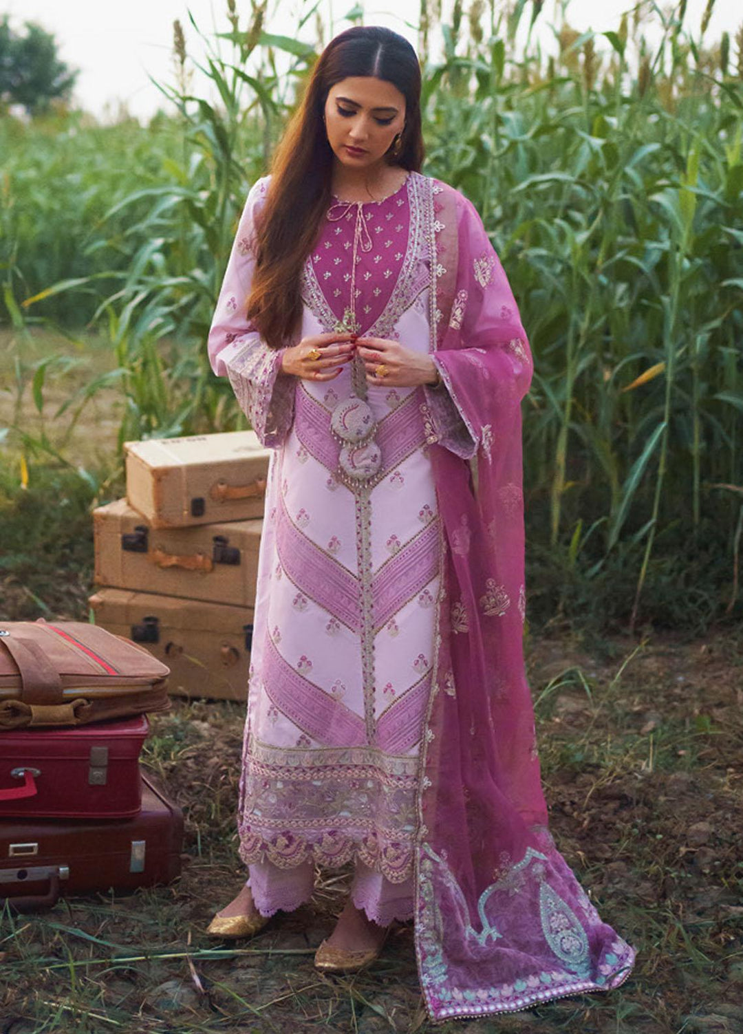 Qalamkar Embroidered Lawn Suits Unstitched 3 Piece QLM21LF FX-05 - Luxury Collection