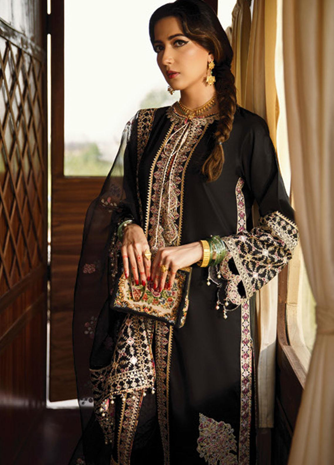 Qalamkar Embroidered Lawn Suits Unstitched 3 Piece QLM21LF FX-08 - Luxury Collection