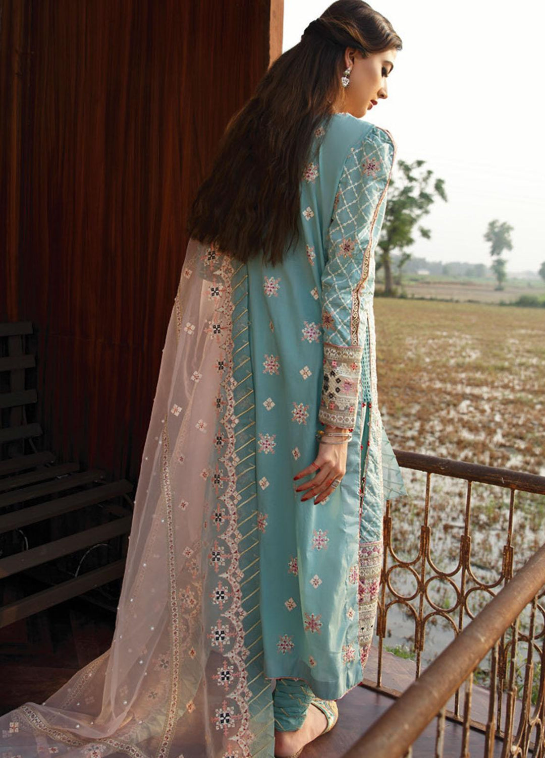 Qalamkar Embroidered Lawn Suits Unstitched 3 Piece QLM21LF FX-09 - Luxury Collection