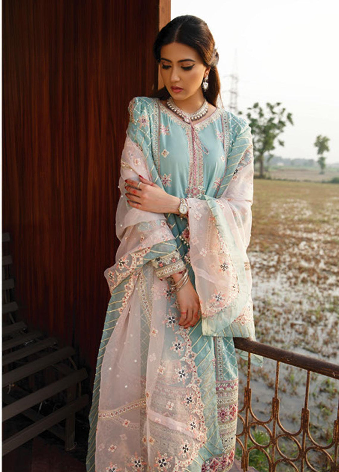 Qalamkar Embroidered Lawn Suits Unstitched 3 Piece QLM21LF FX-09 - Luxury Collection