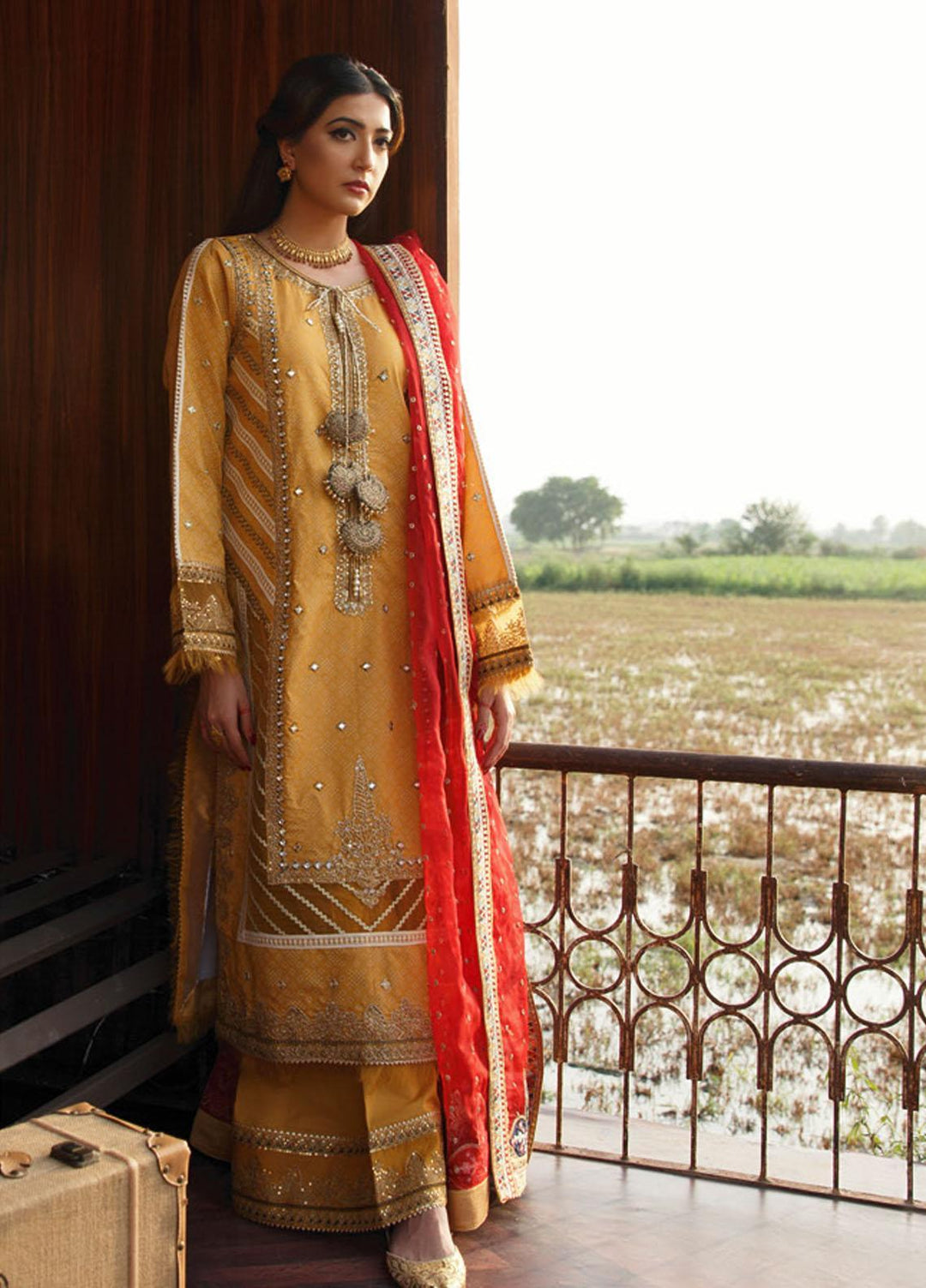 Qalamkar Embroidered Lawn Suits Unstitched 3 Piece QLM21LF FX-10 - Luxury Collection