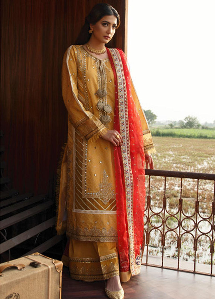 Qalamkar Embroidered Lawn Suits Unstitched 3 Piece QLM21LF FX-10 - Luxury Collection
