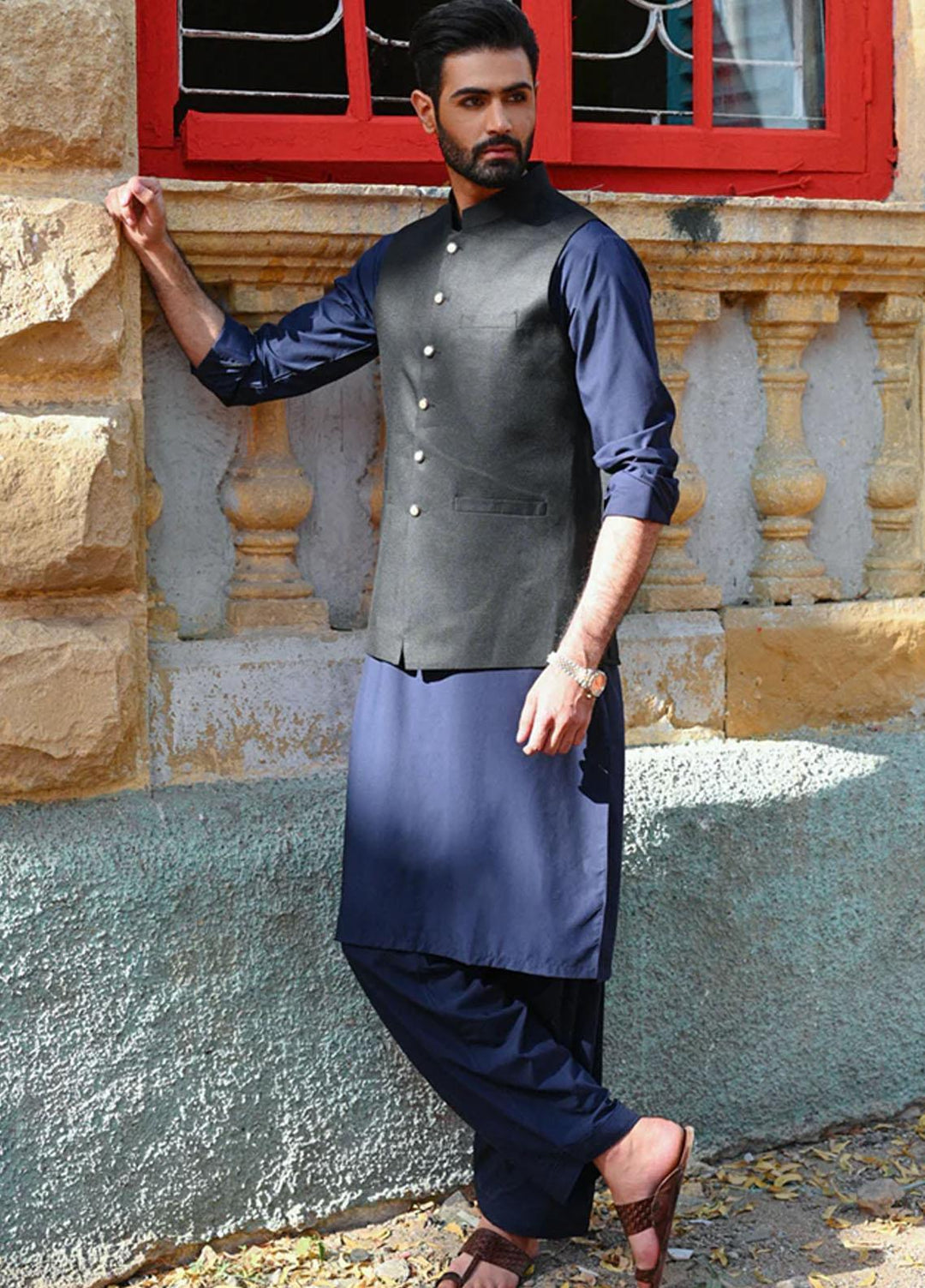 Qalamkar  Festive Waistcoat for Men -  QL22WM GW-07 WAISTCOAT
